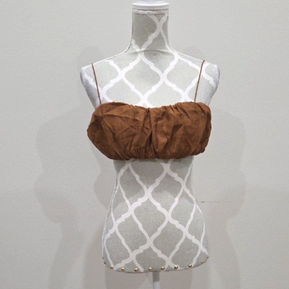 Emory Park Brown Ruched Crop Top
